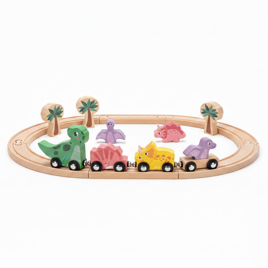 Pista de Dinosaurios de Madera