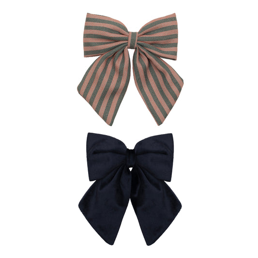 Stripe agnes bow clips