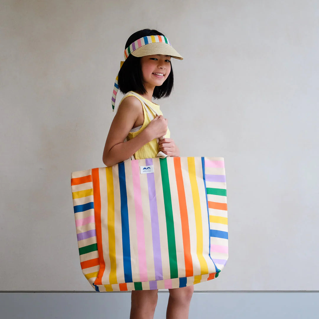 Striped beach bag