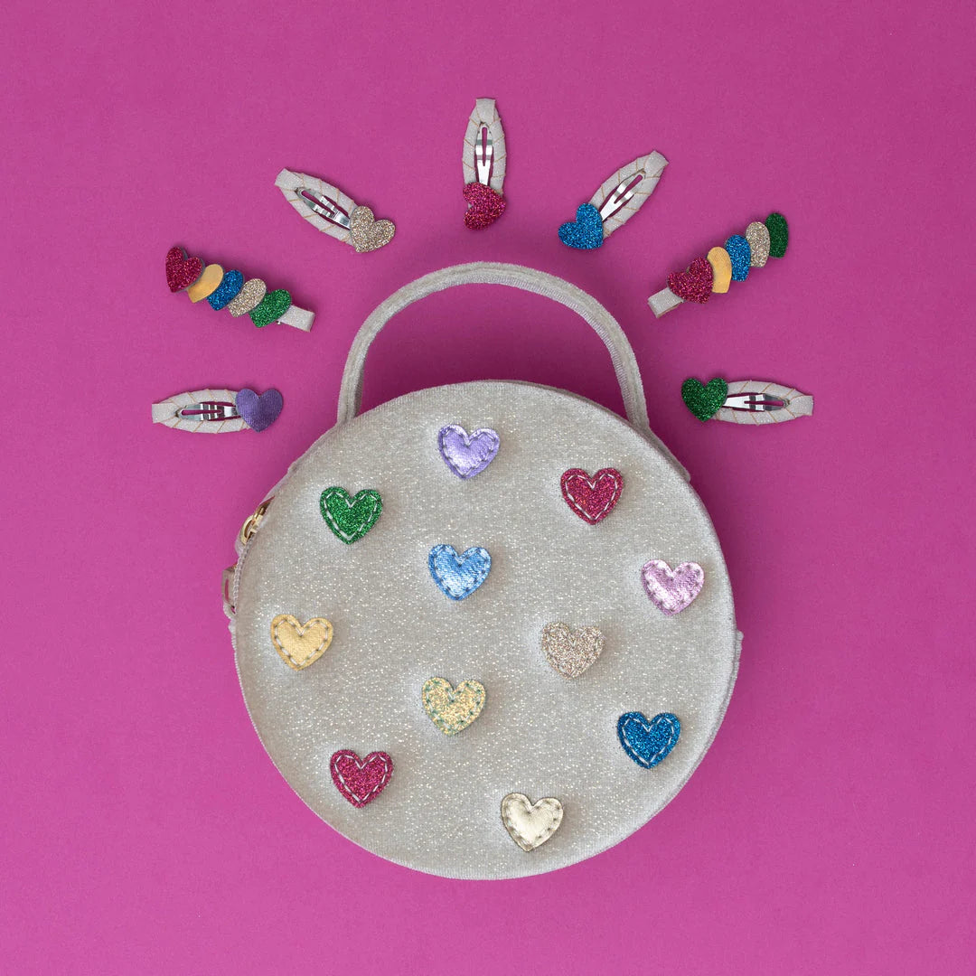 Jazzy hearts velvet bag