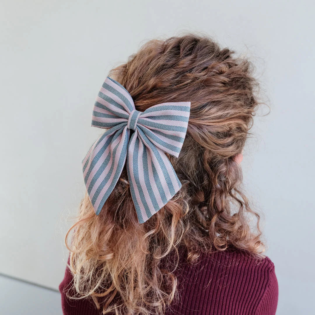 Stripe agnes bow clips