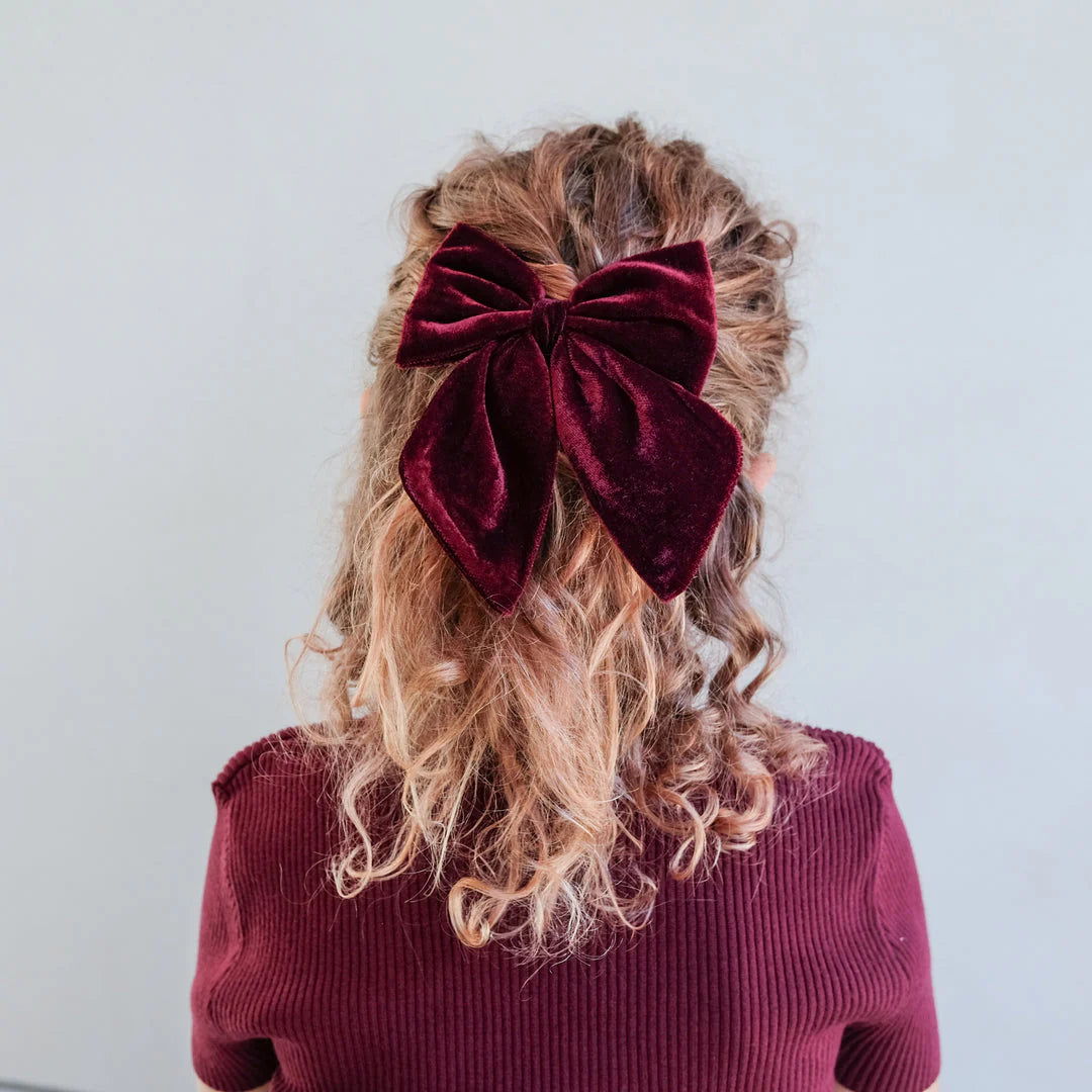 Tartan agnes bow clips - red