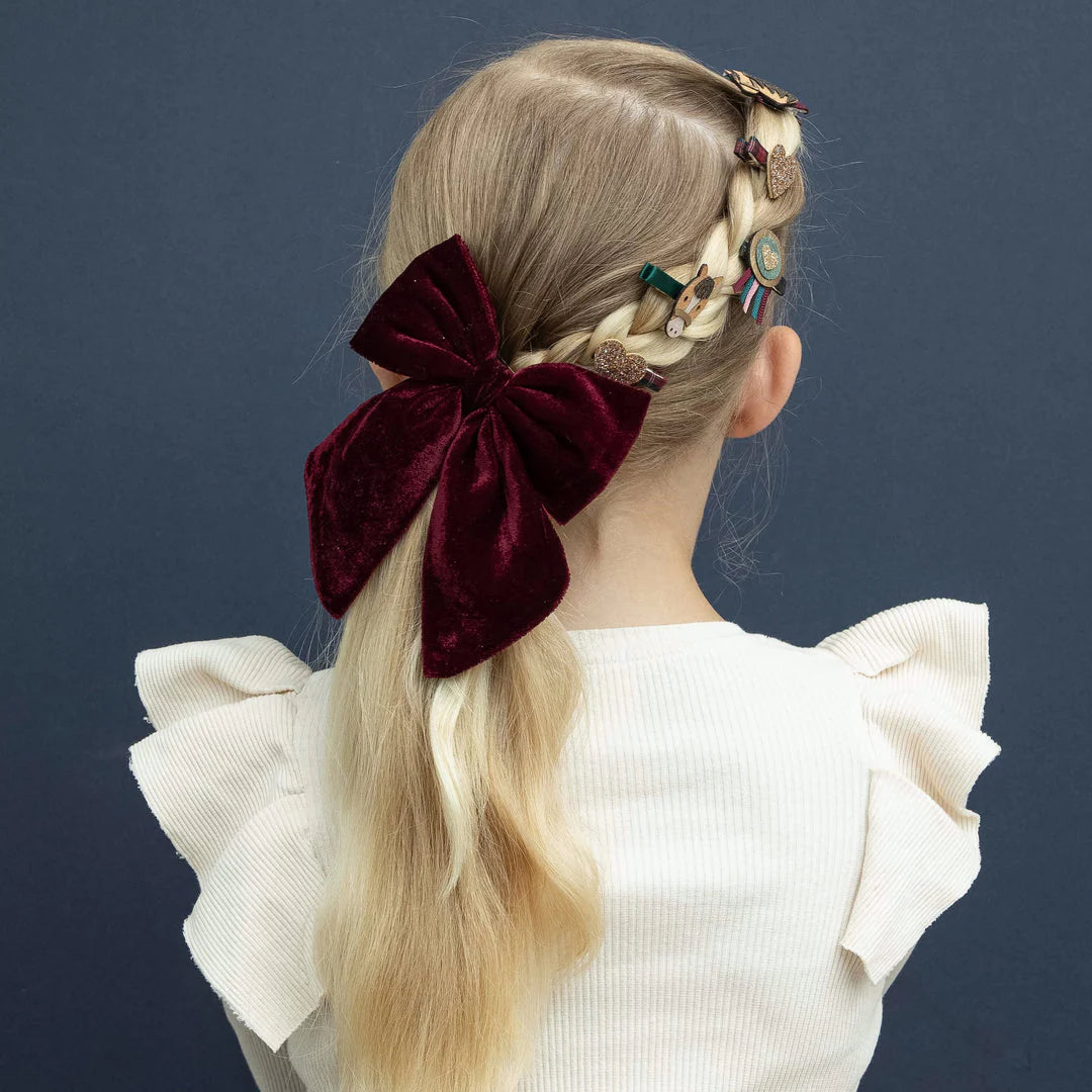 Tartan agnes bow clips - red